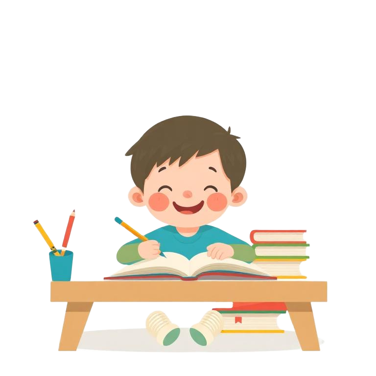Criança feliz a estudar